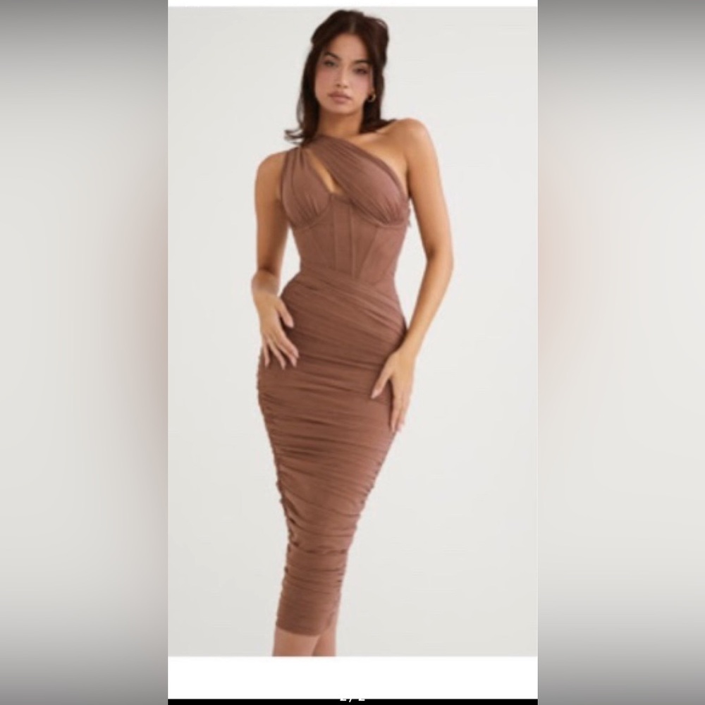 HOUSE OF CB Valentina Dress NEW brown java